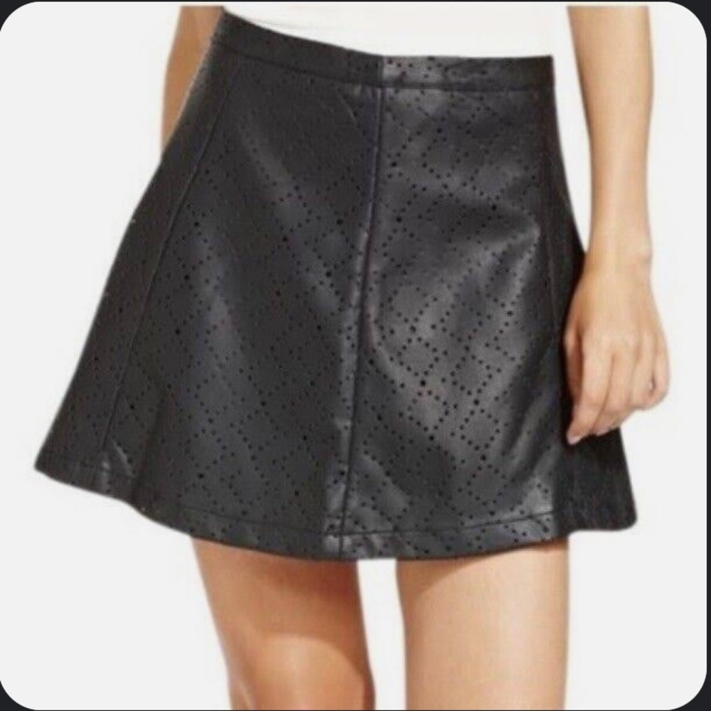 Jessica Simpson Baxter Laser Cut Faux Leather Mini Skirt